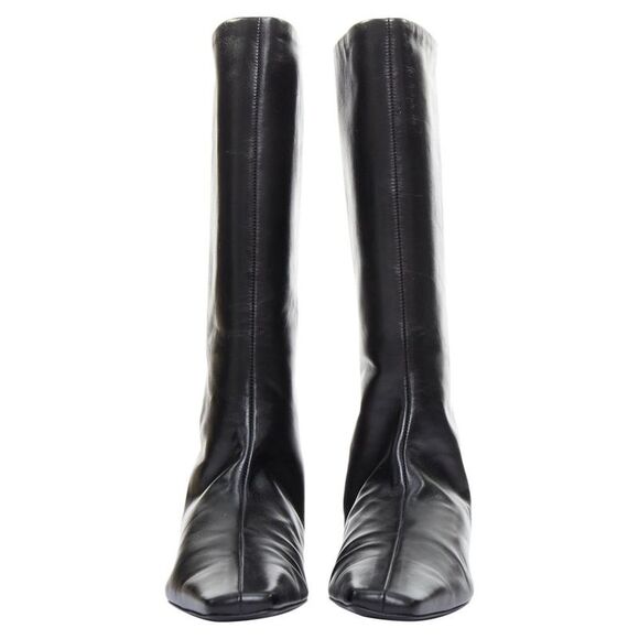 Pre Loved The Row Vintage Leather KneeHigh Square Toe Boots Women black | black - Picture 3 of 8